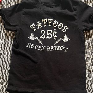 Kids Black Graphic Tee with Tattoo Design